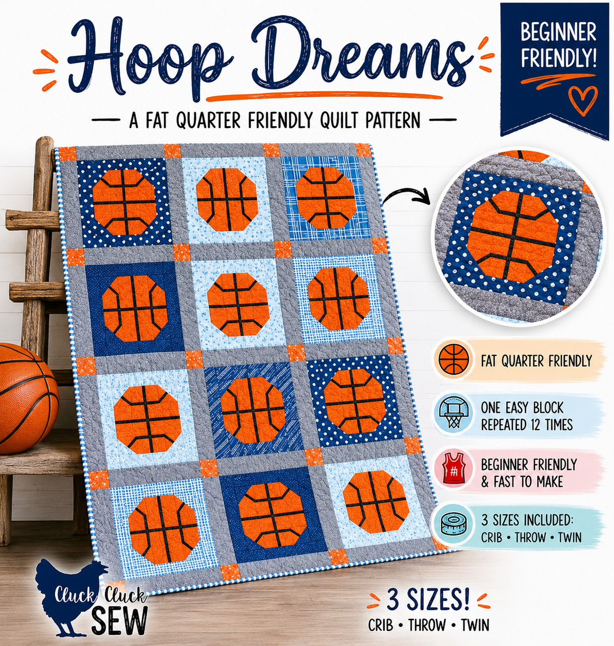 Slam Dunk Quilt Pattern by Allison Harris