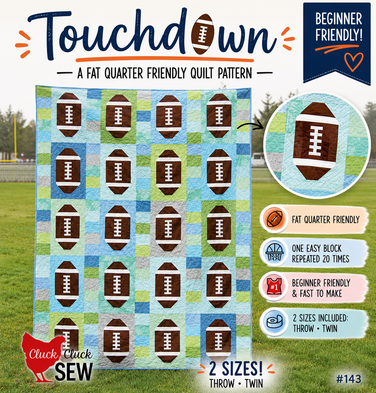 Touchdown Quilt Pattern by Allison Harris