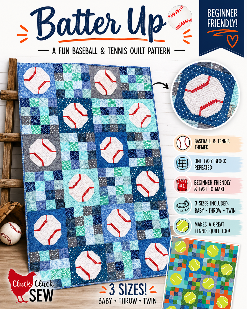 Batter Up Quilt Pattern by Allison Harris