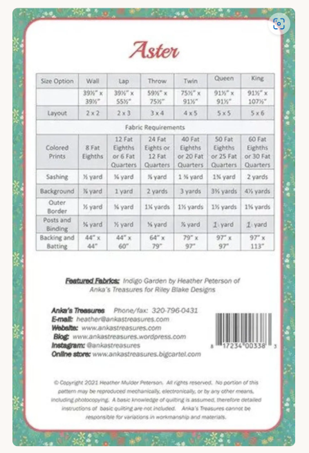 Aster Quilt Pattern by Heather Peterson