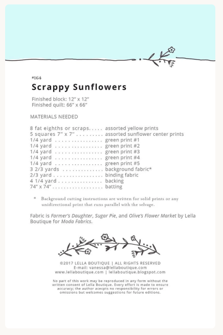Scrappy Sunflowers Quilt Pattern from Lella Boutique by Vanessa Goertzen