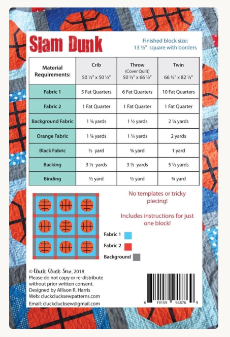 Slam Dunk Quilt Pattern by Allison Harris
