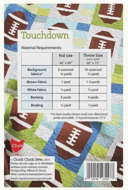 Touchdown Quilt Pattern by Allison Harris