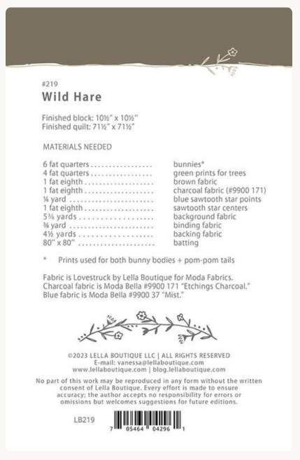 Wild Hare Quilt Pattern from Lella Boutique by Vanessa Goertzen