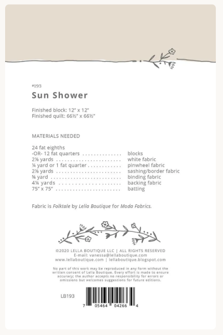 Sun Shower Quilt Pattern from Lella Boutique by Vanessa Goertzen
