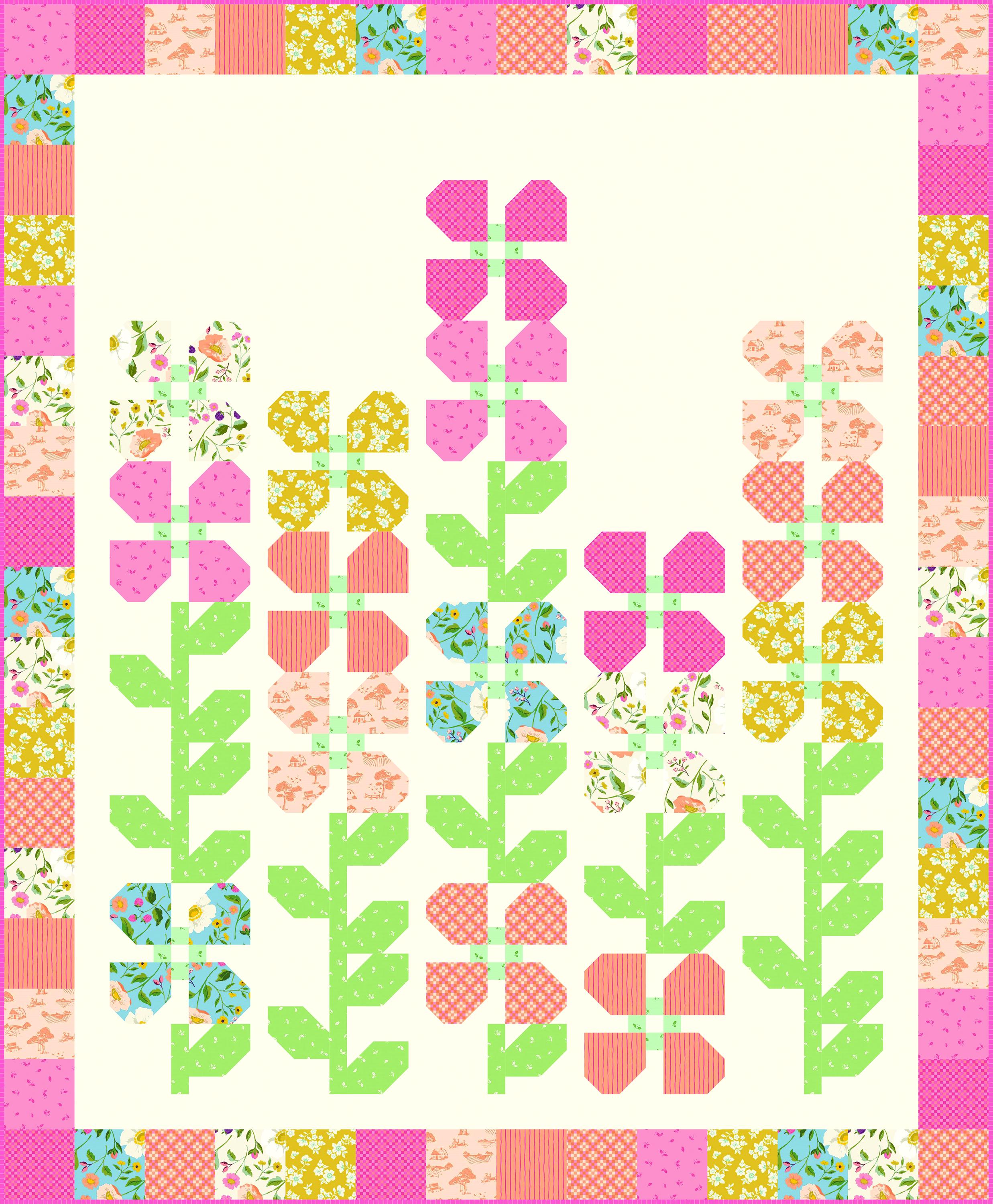 Horace's Hollyhocks Quilt Pattern by Wendy Sheppard