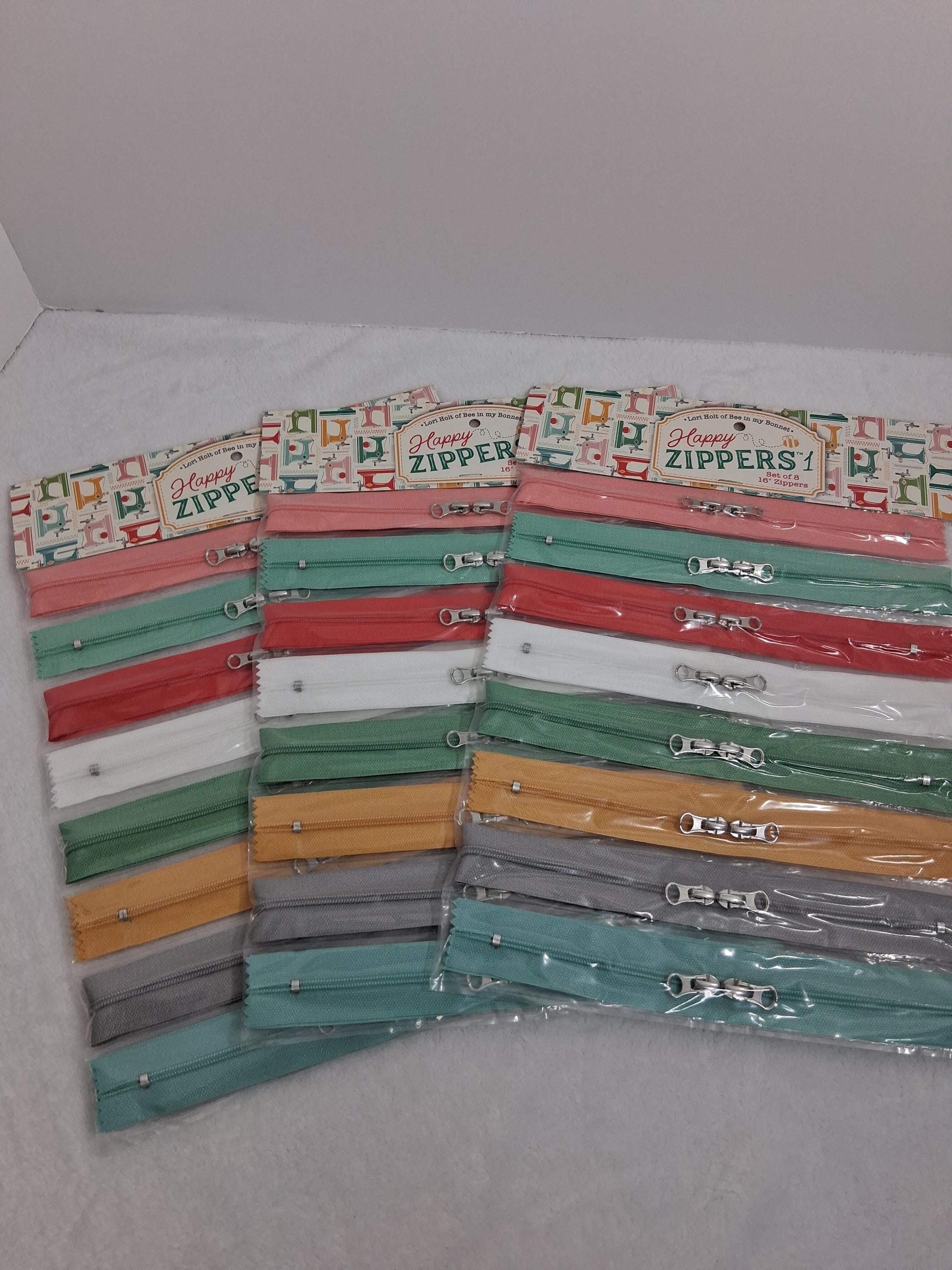 Lori Holt Happy Zippers - Set of 8 Double Pull 16" Zippers
