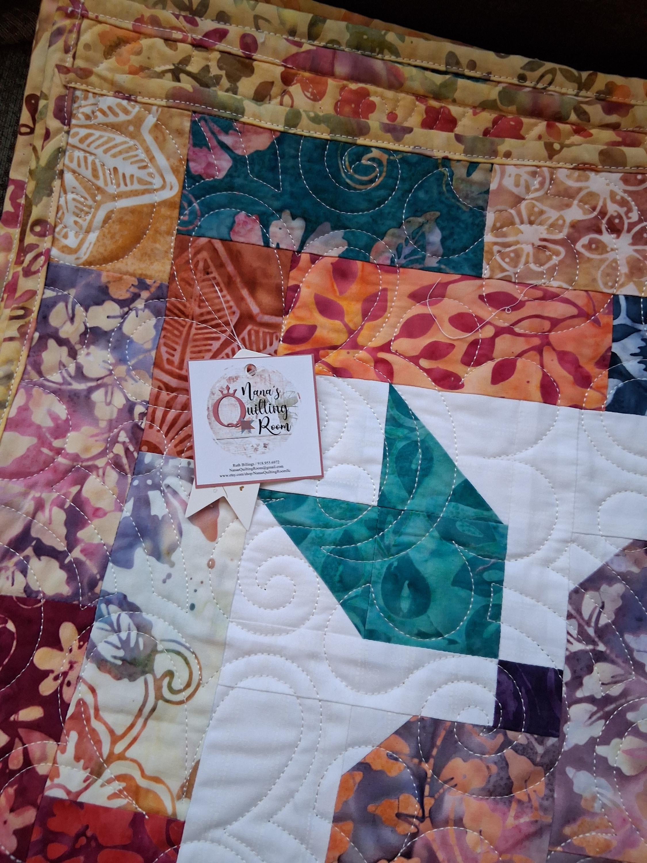 Vintage Blooms Quilt – Handmade 100% Cotton Batik Fabric (80" x 80")