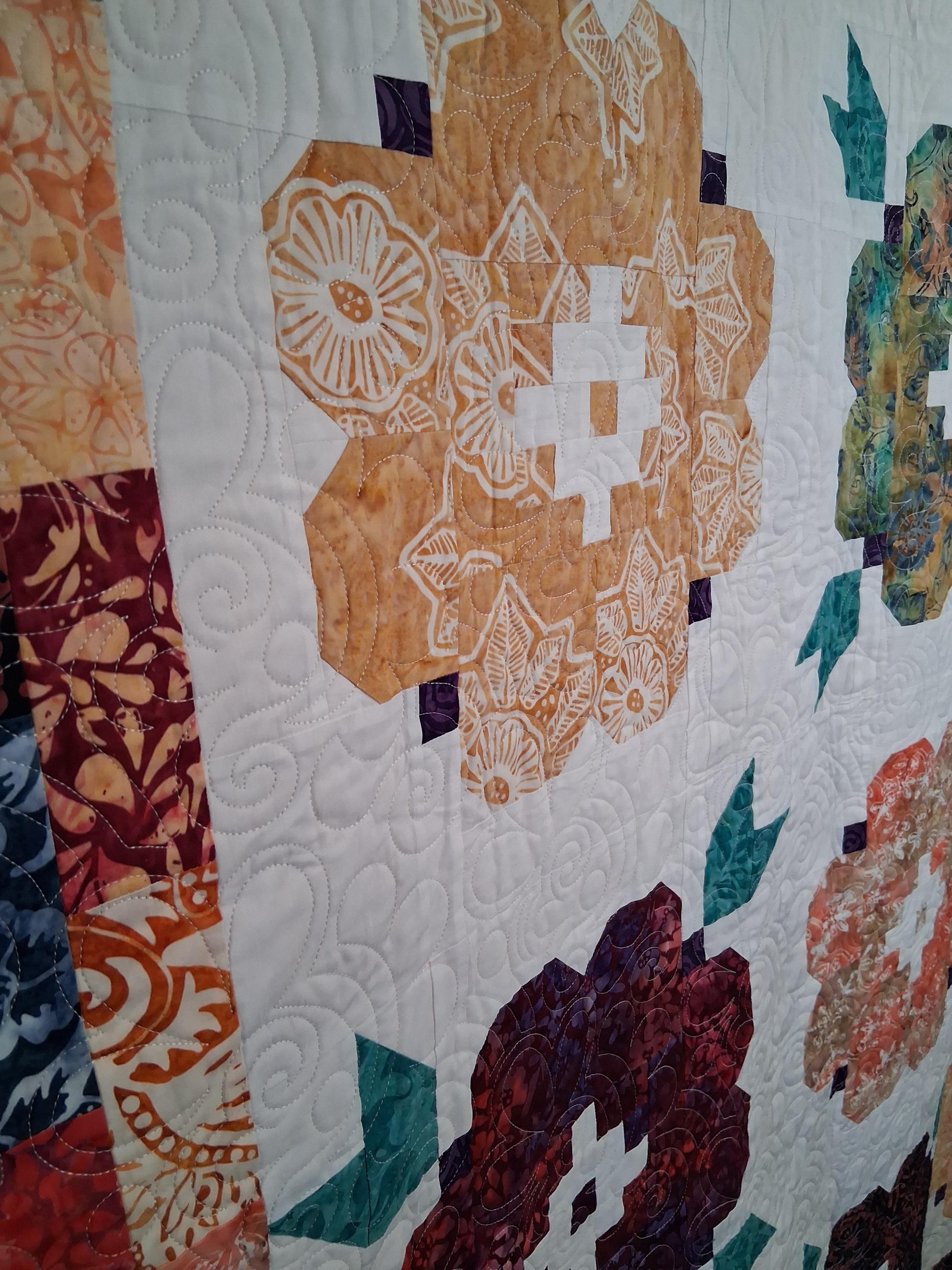 Vintage Blooms Quilt – Handmade 100% Cotton Batik Fabric (80" x 80")