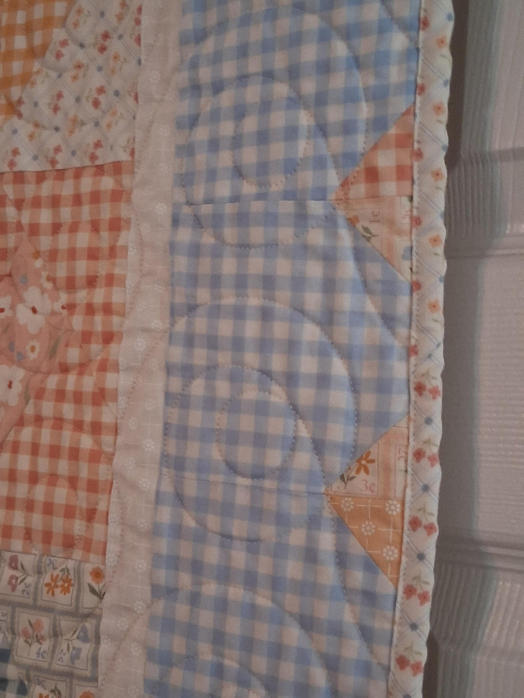 Delicate Heart Handmade Baby Quilt 100% Cotton Fabric (50" x 50") (Blue)