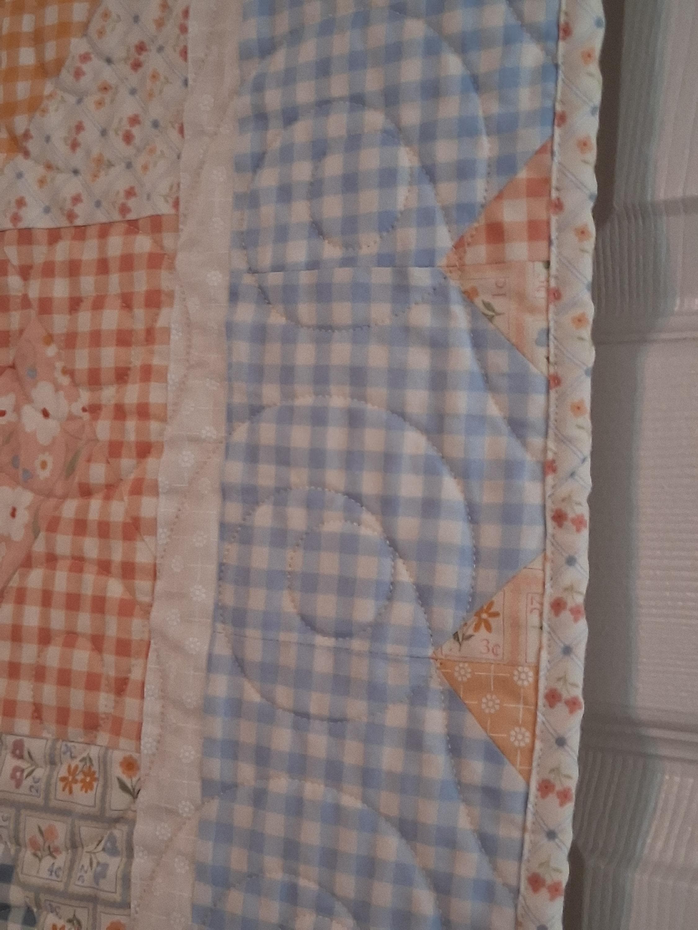 Delicate Heart Handmade Baby Quilt 100% Cotton Fabric (50" x 50") (Blue)