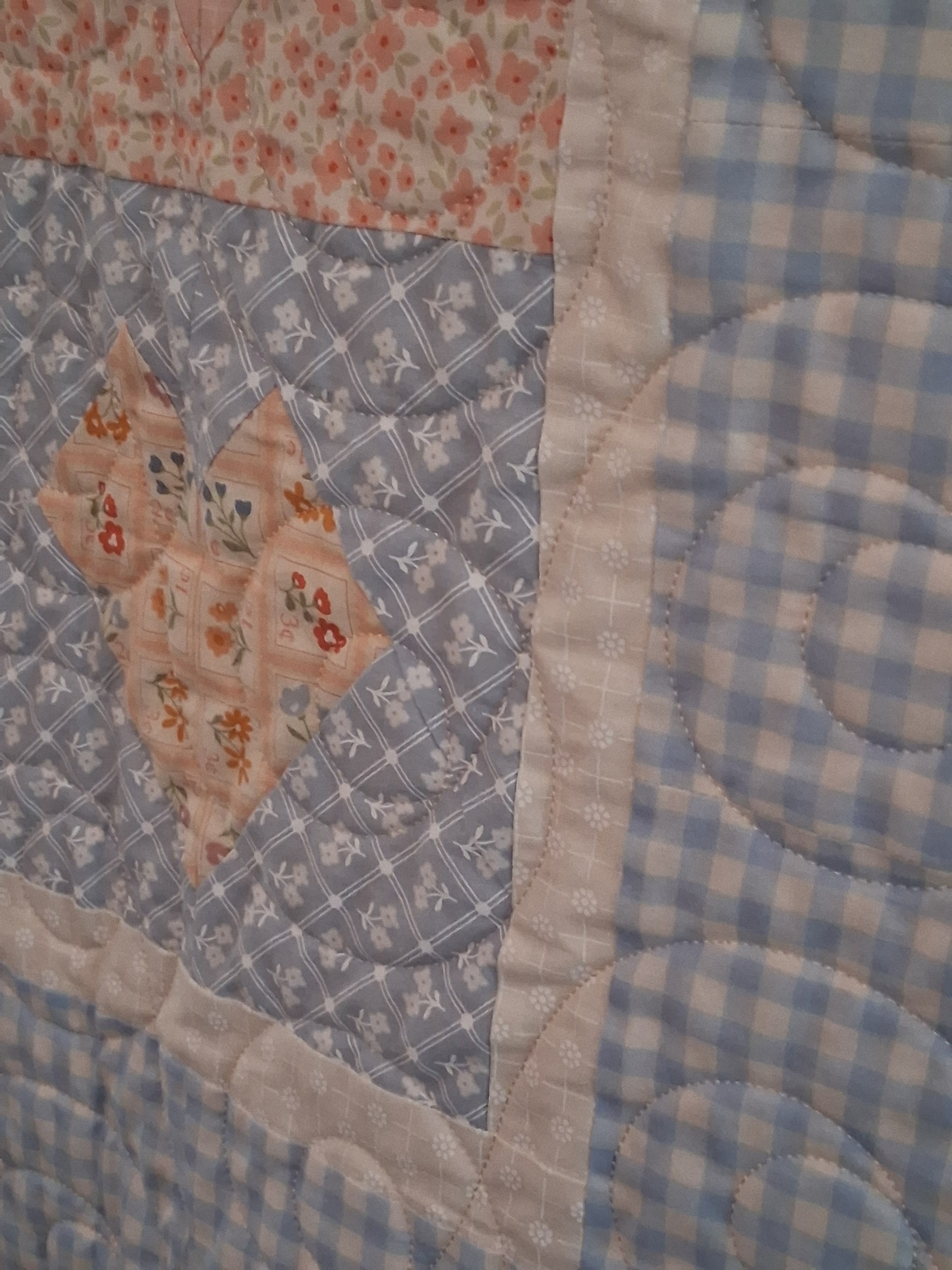 Delicate Heart Handmade Baby Quilt 100% Cotton Fabric (50" x 50") (Blue)