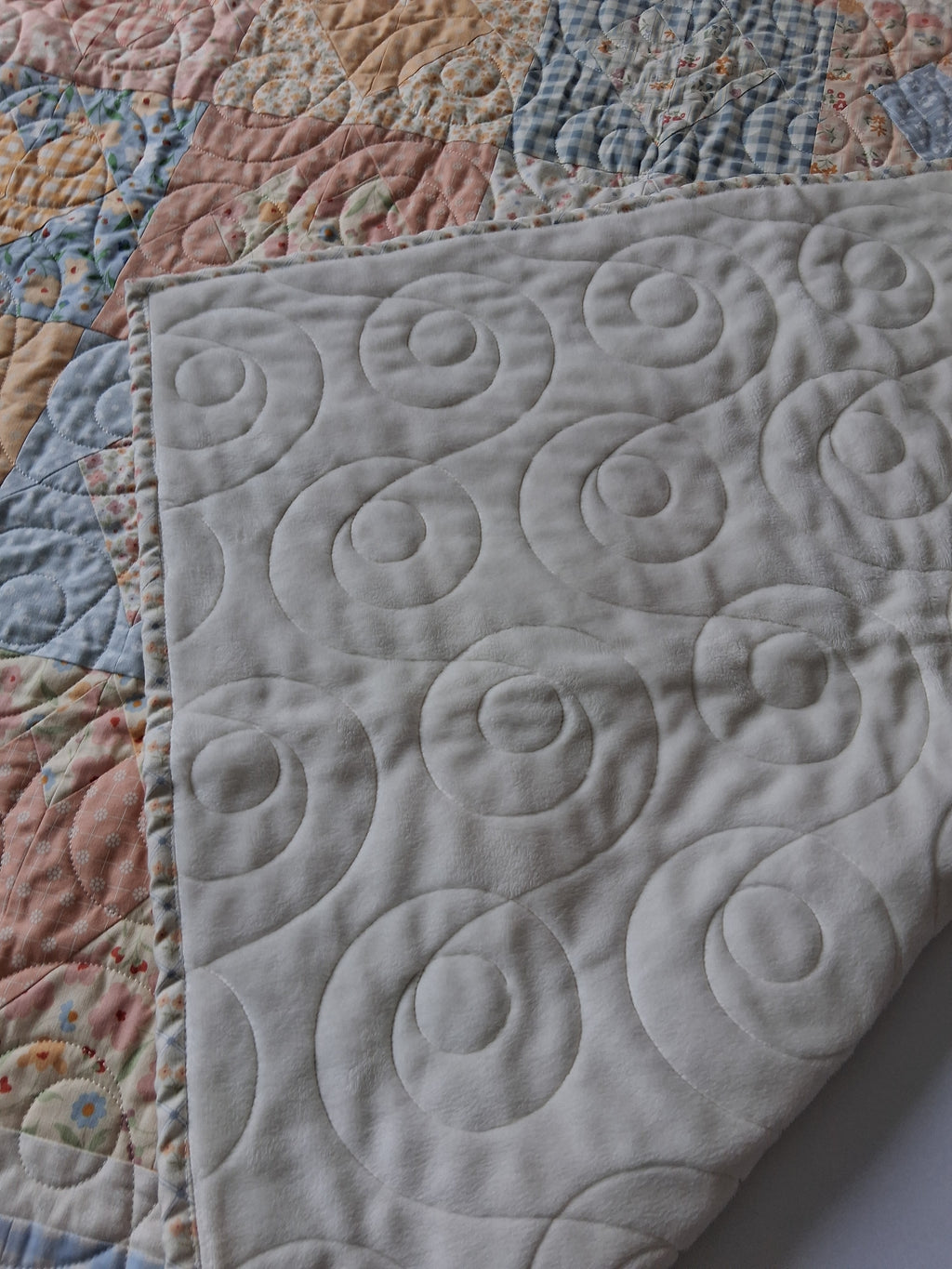 Delicate Heart Handmade Baby Quilt 100% Cotton Fabric (50" x 50") (Blue)
