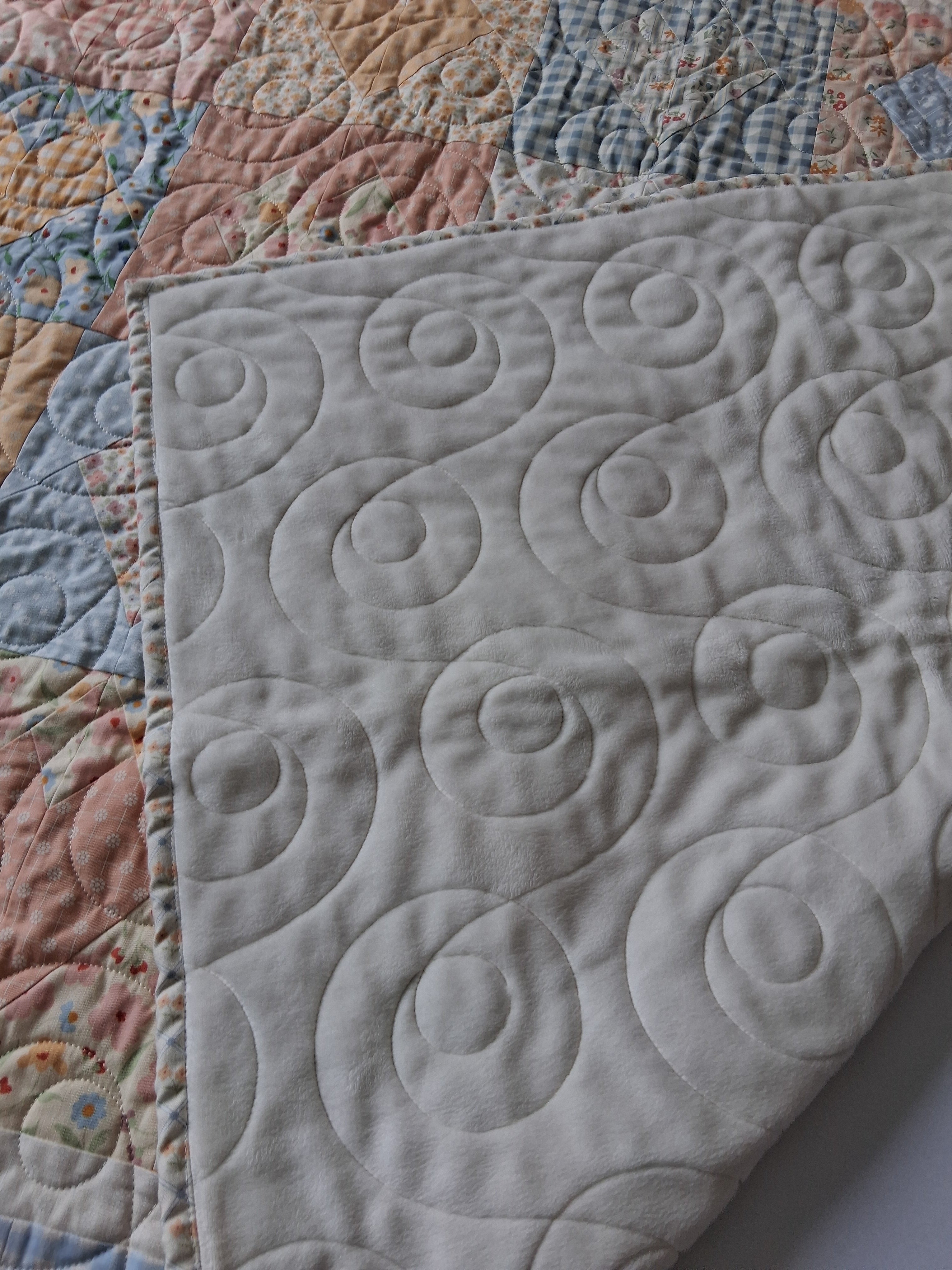 Delicate Heart Handmade Baby Quilt 100% Cotton Fabric (50" x 50") (Blue)