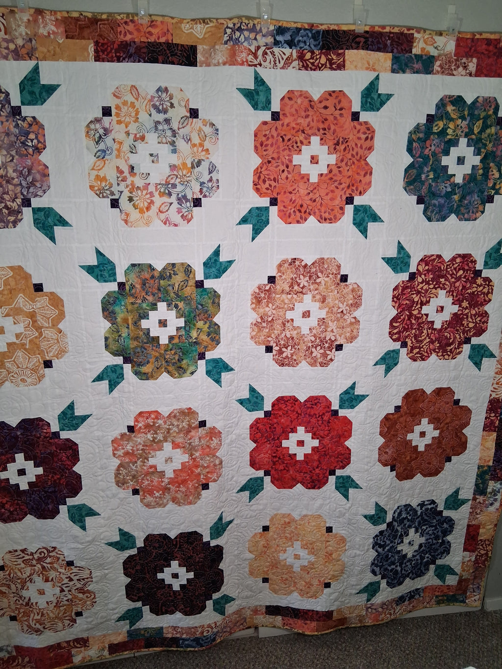 Vintage Blooms Quilt – Handmade 100% Cotton Batik Fabric (80" x 80")