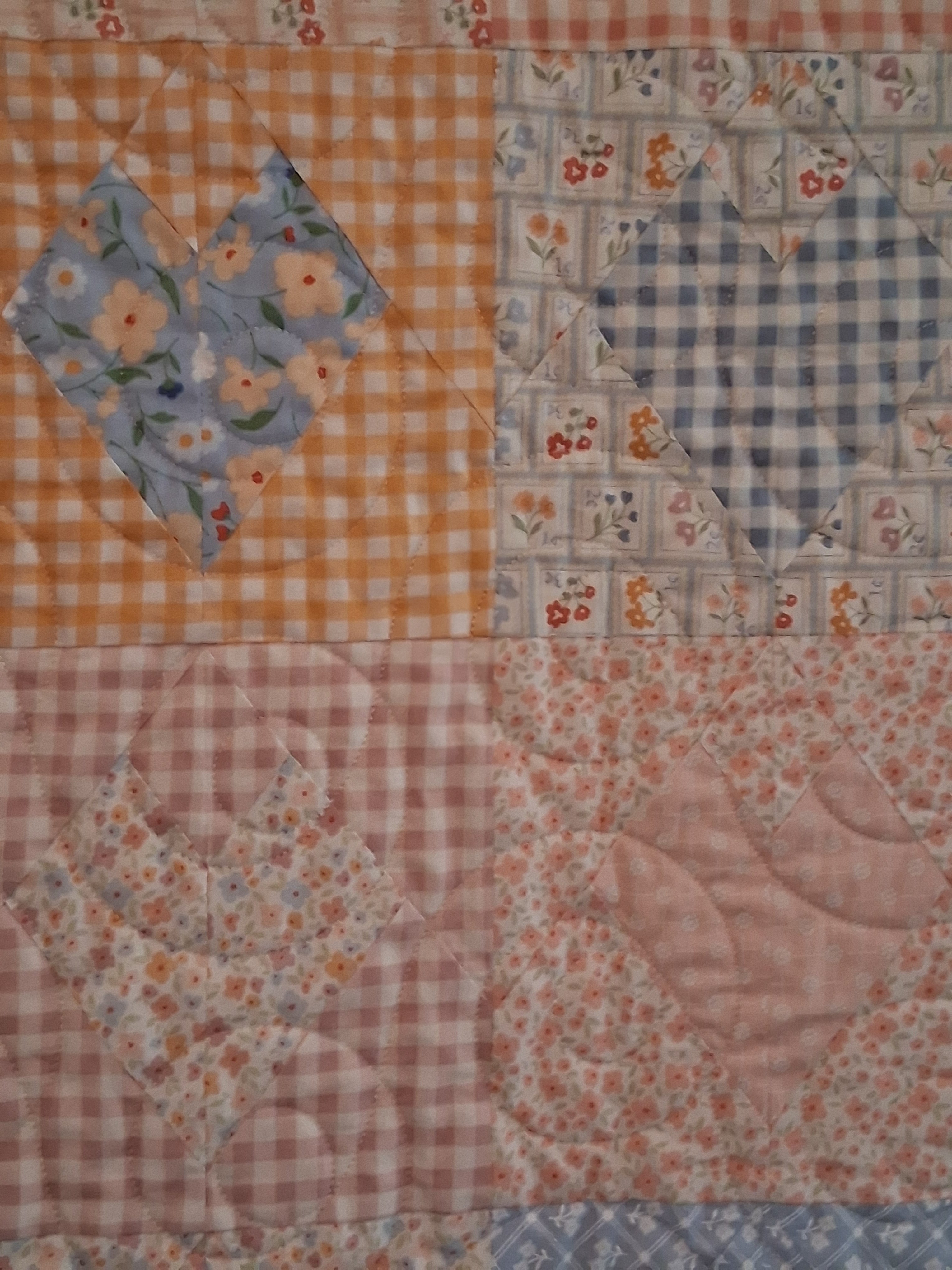 Delicate Heart Handmade Baby Quilt 100% Cotton Fabric (50" x 50") (Blue)