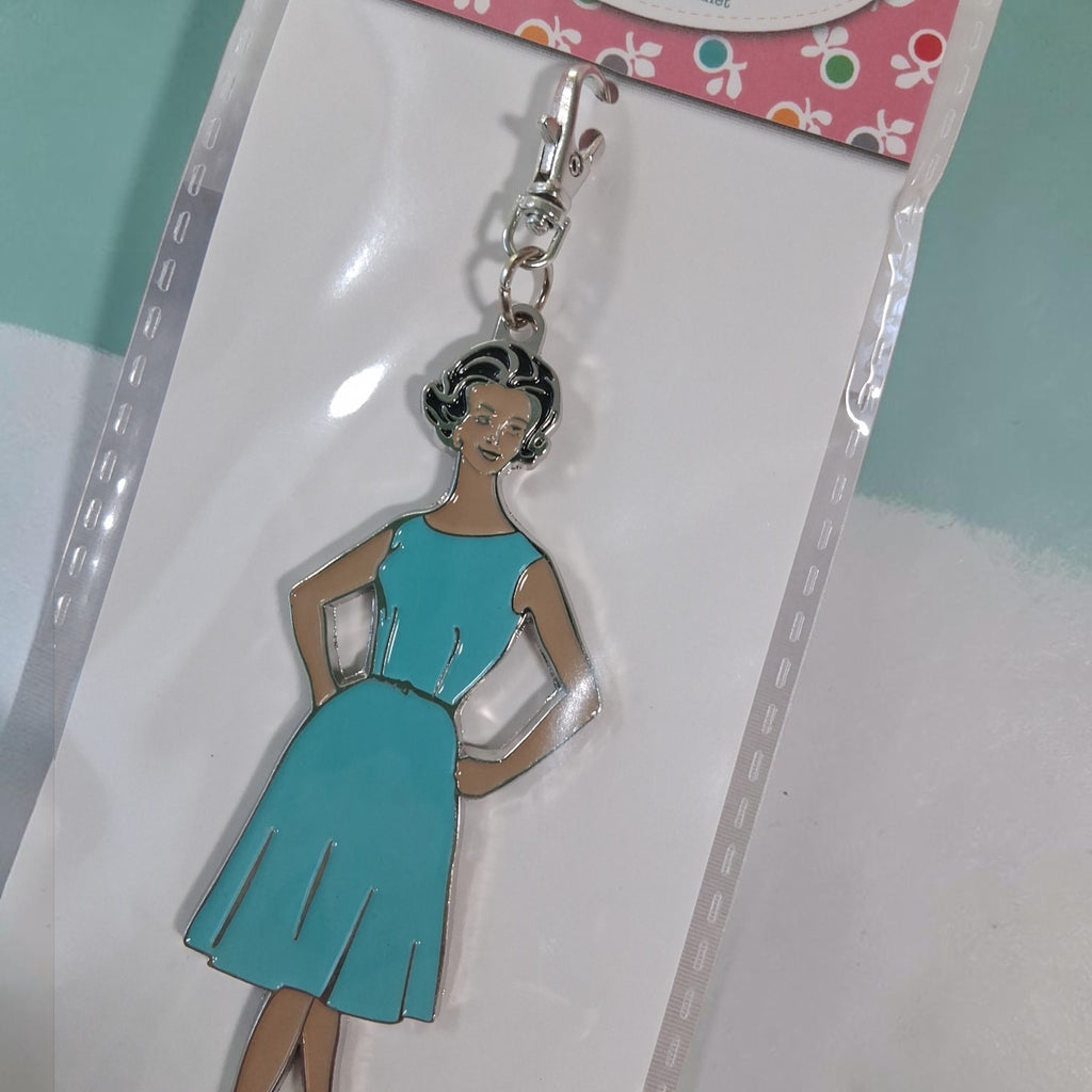 My Happy Place Aqua Blue Vintage Lady Charm by Lori Holt
