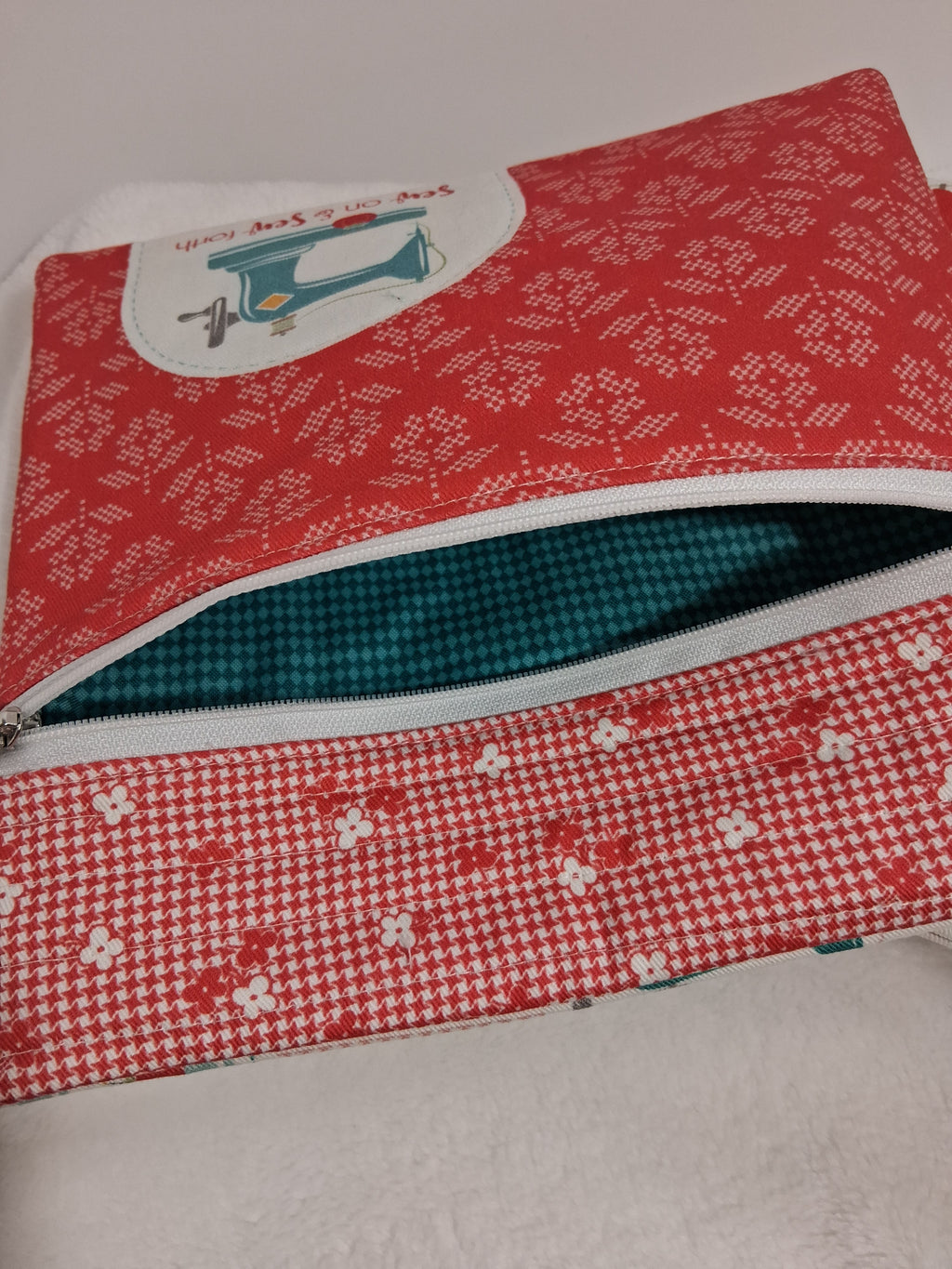 Lori Holt Handmade Project Bag – Red Floral with Double Zipper