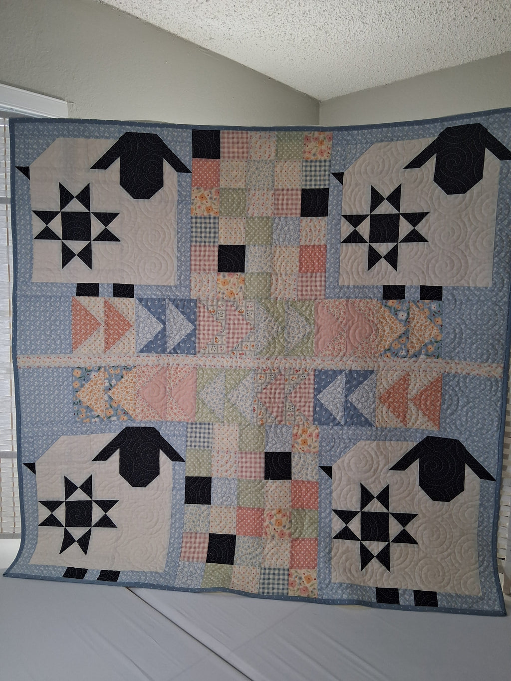 Sweet Baby Sheep Handmade Quilt 100% Cotton Fabric (50" x 50")