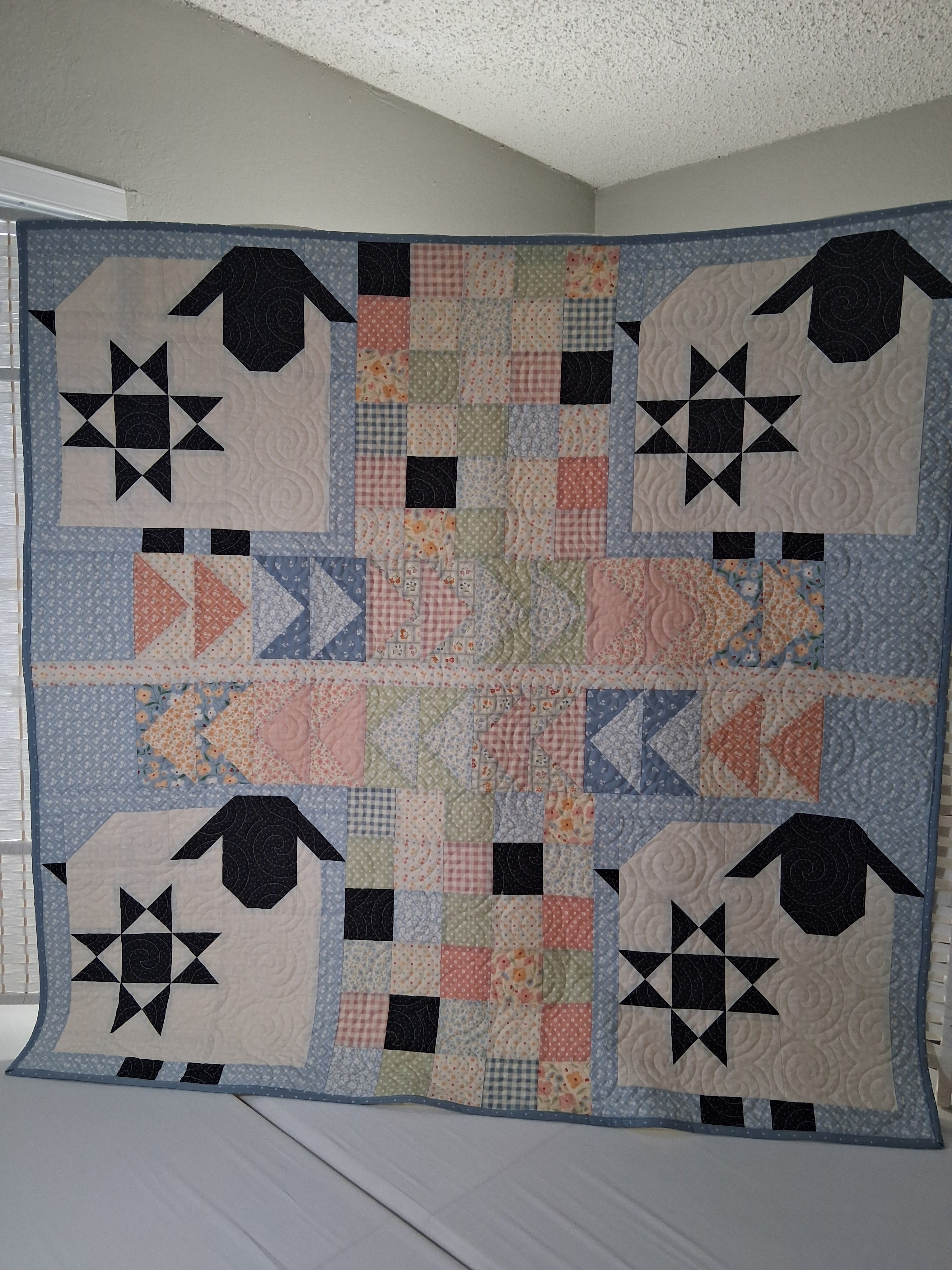 Sweet Baby Sheep Handmade Quilt 100% Cotton Fabric (50" x 50")