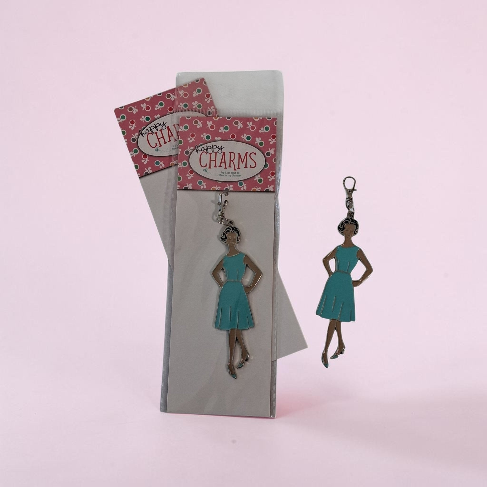 My Happy Place Aqua Blue Vintage Lady Charm by Lori Holt