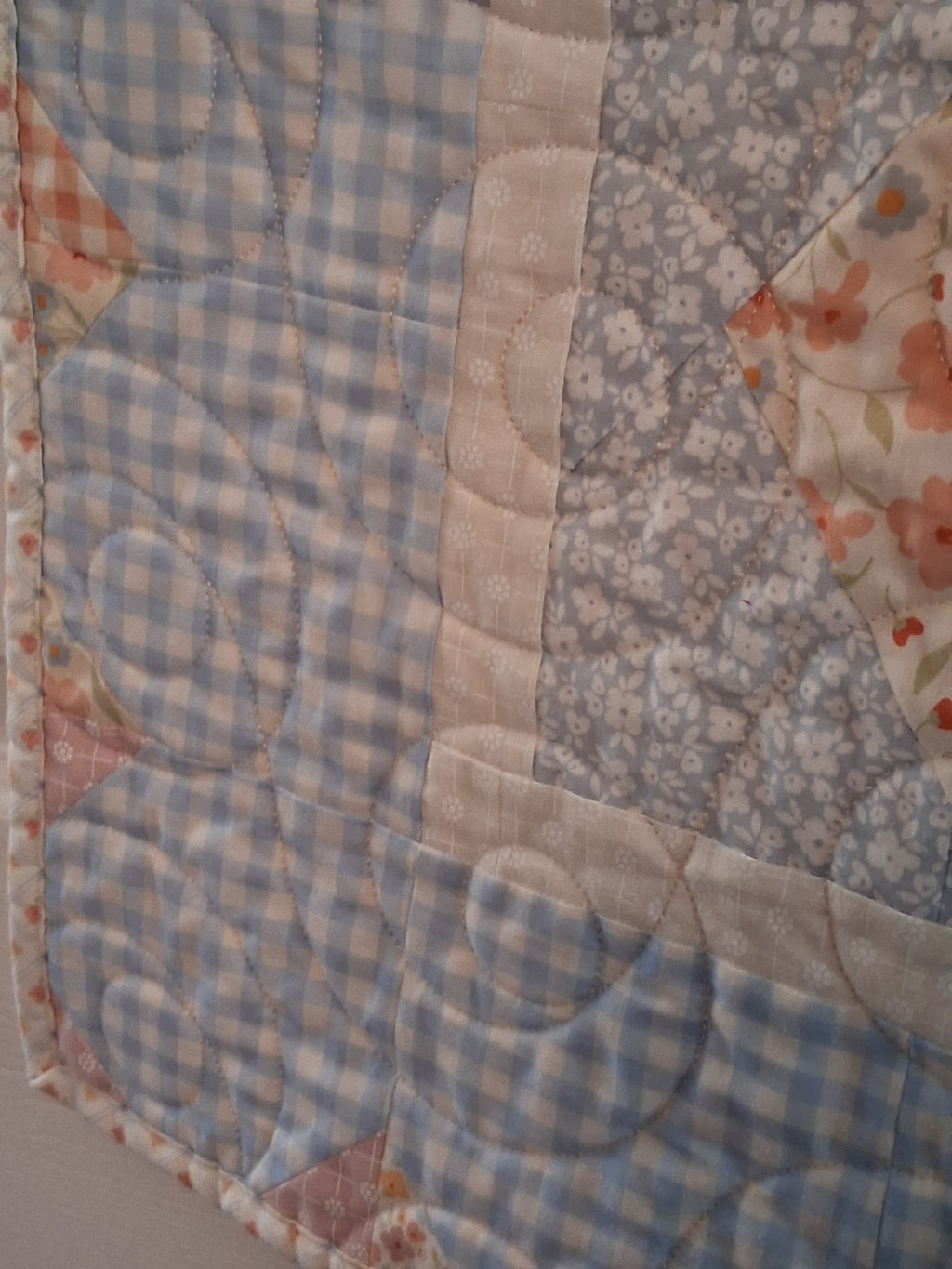 Delicate Heart Handmade Baby Quilt 100% Cotton Fabric (50" x 50") (Blue)