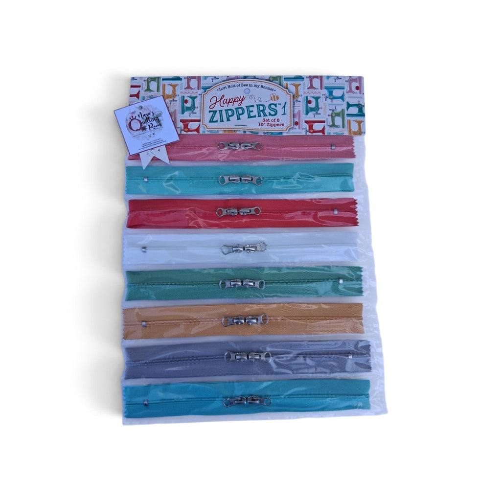 Lori Holt Happy Zippers - Set of 8 Double Pull 16" Zippers
