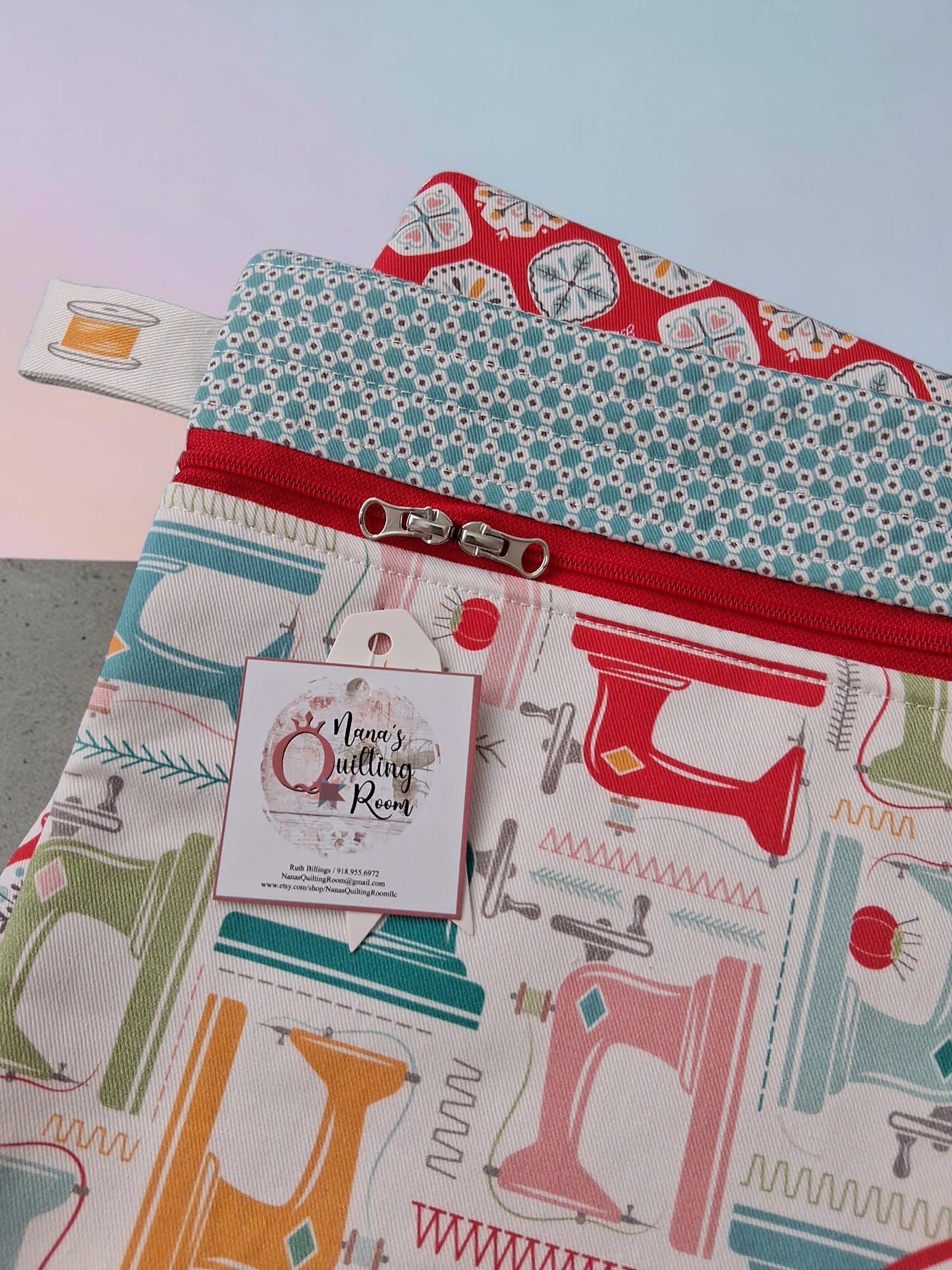 Lori Holt Handmade Project Bag – Sewing Machine with Double Zipper