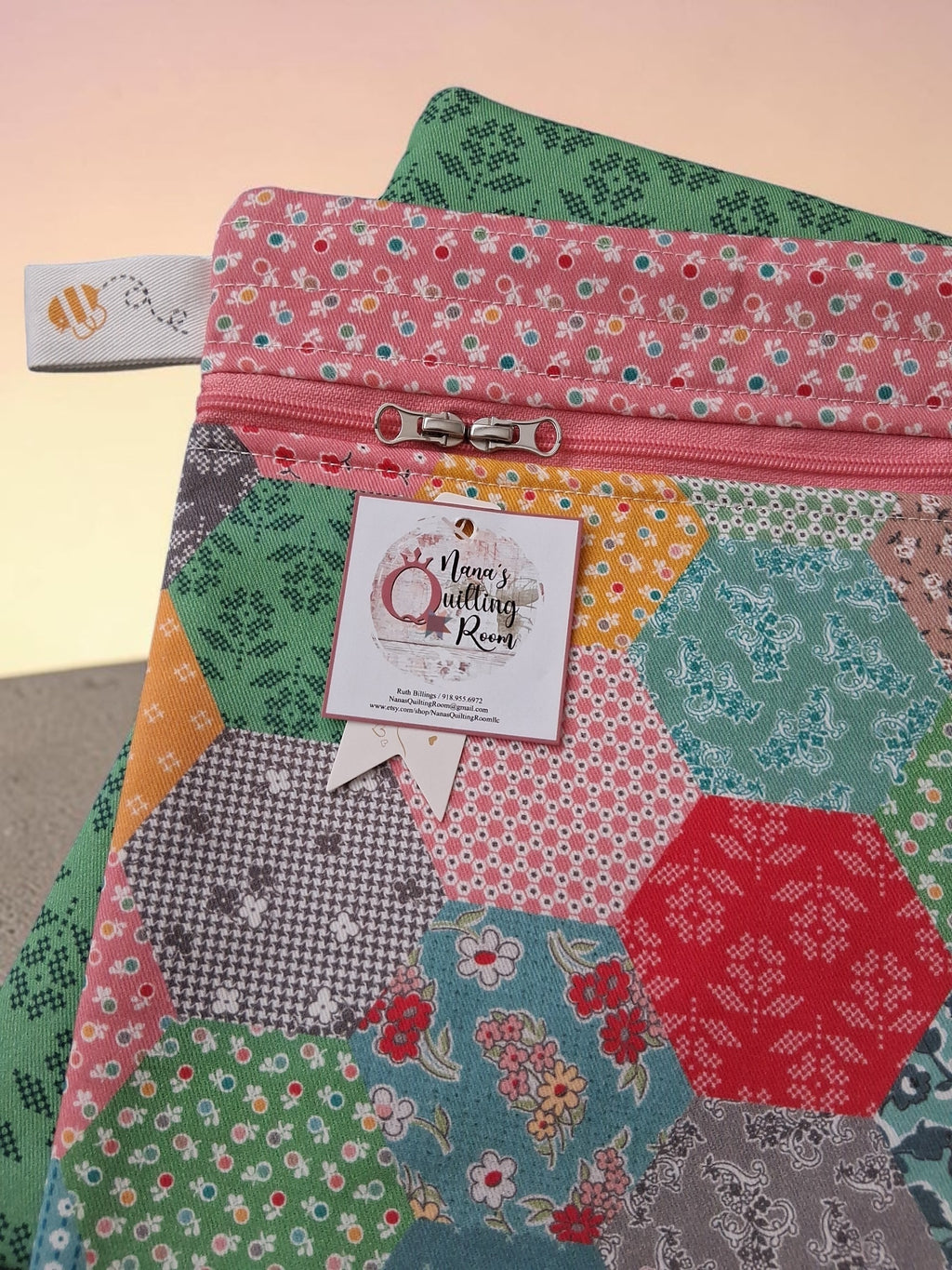 Lori Holt Handmade Project Bag – Hexagon with Double Zipper
