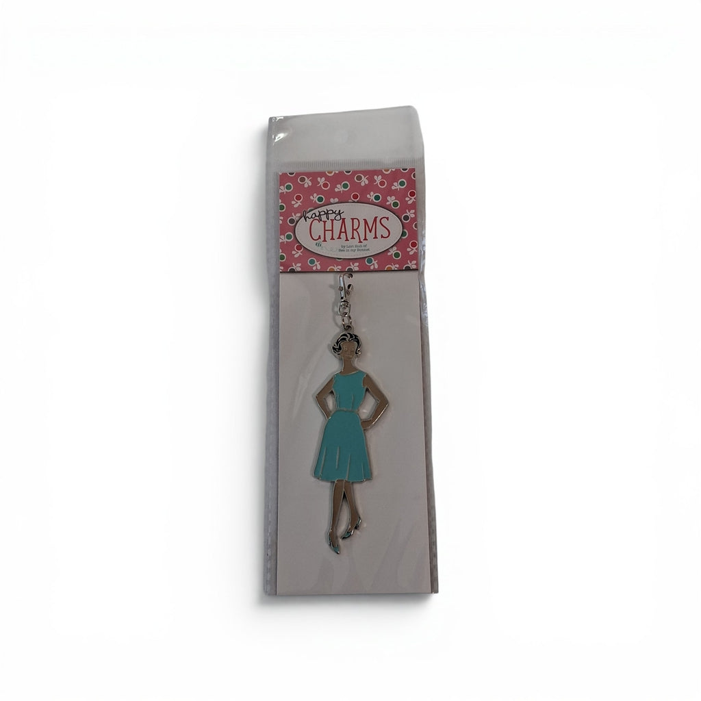 My Happy Place Aqua Blue Vintage Lady Charm by Lori Holt