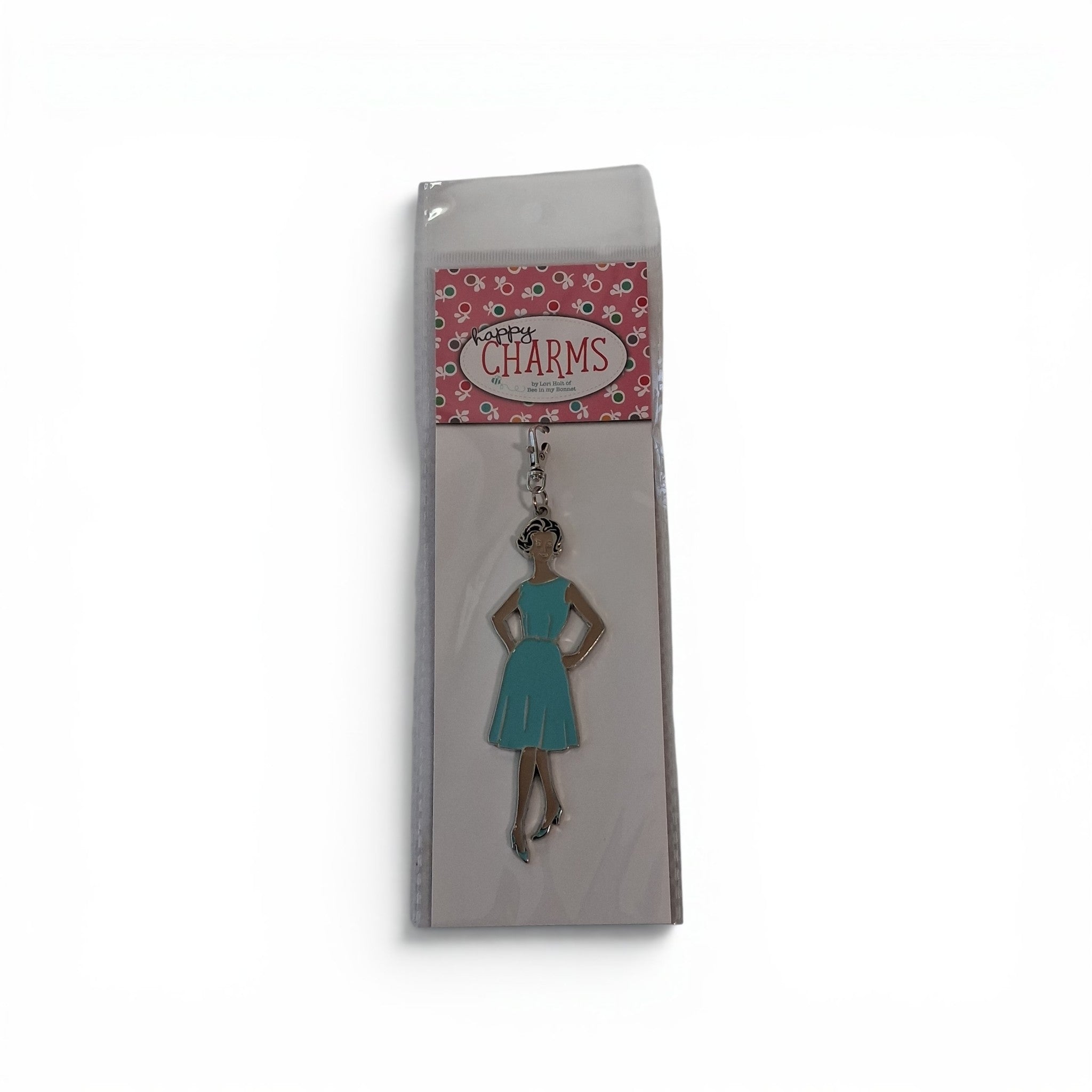My Happy Place Aqua Blue Vintage Lady Charm by Lori Holt