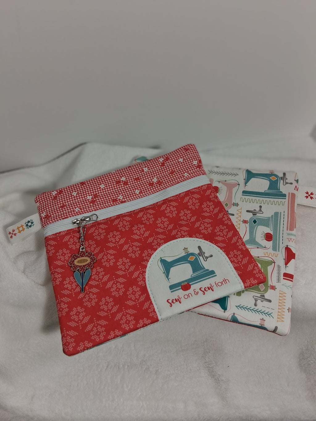 Lori Holt Handmade Project Bag – Red Floral with Double Zipper