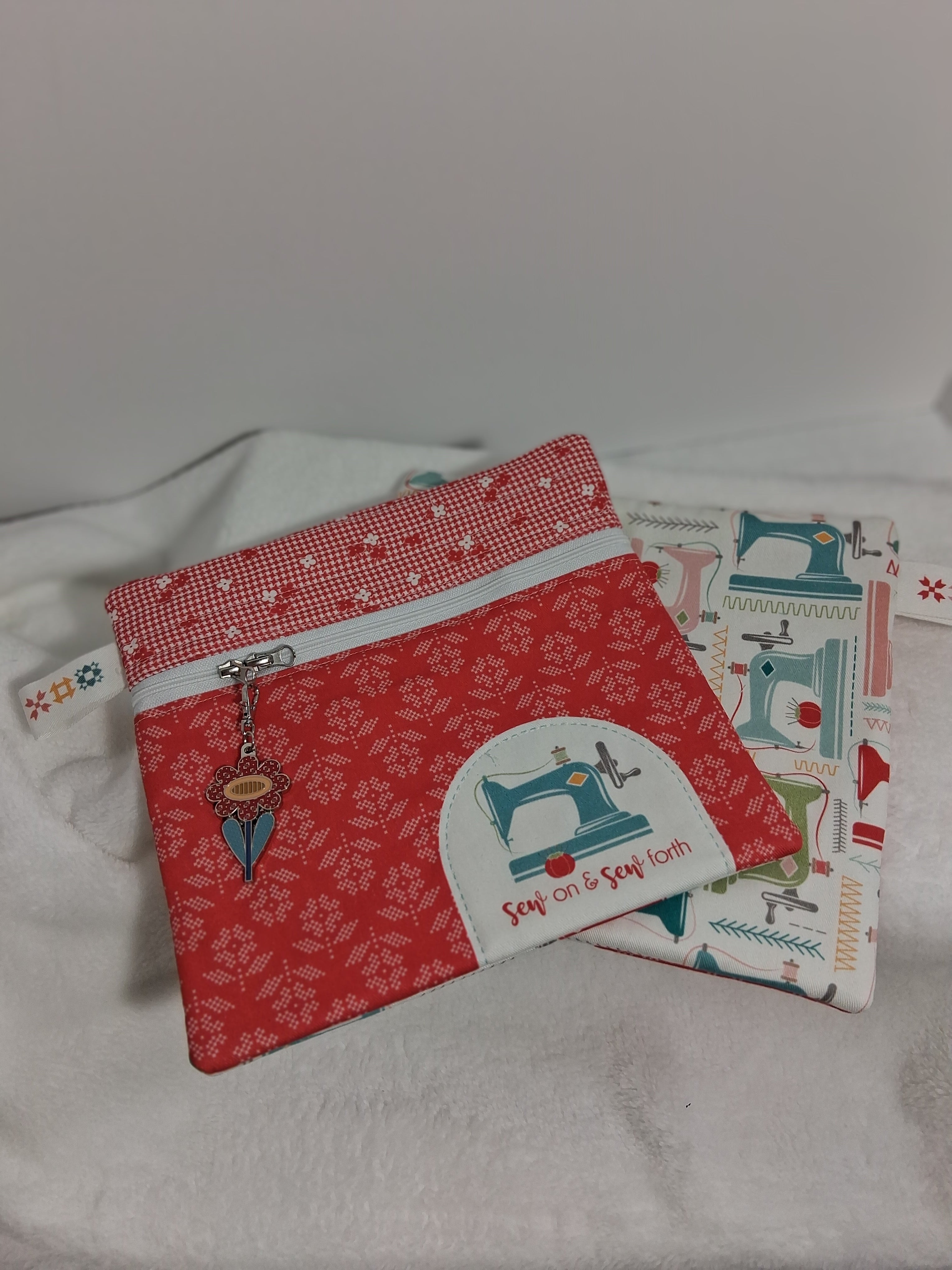 Lori Holt Handmade Project Bag – Red Floral with Double Zipper