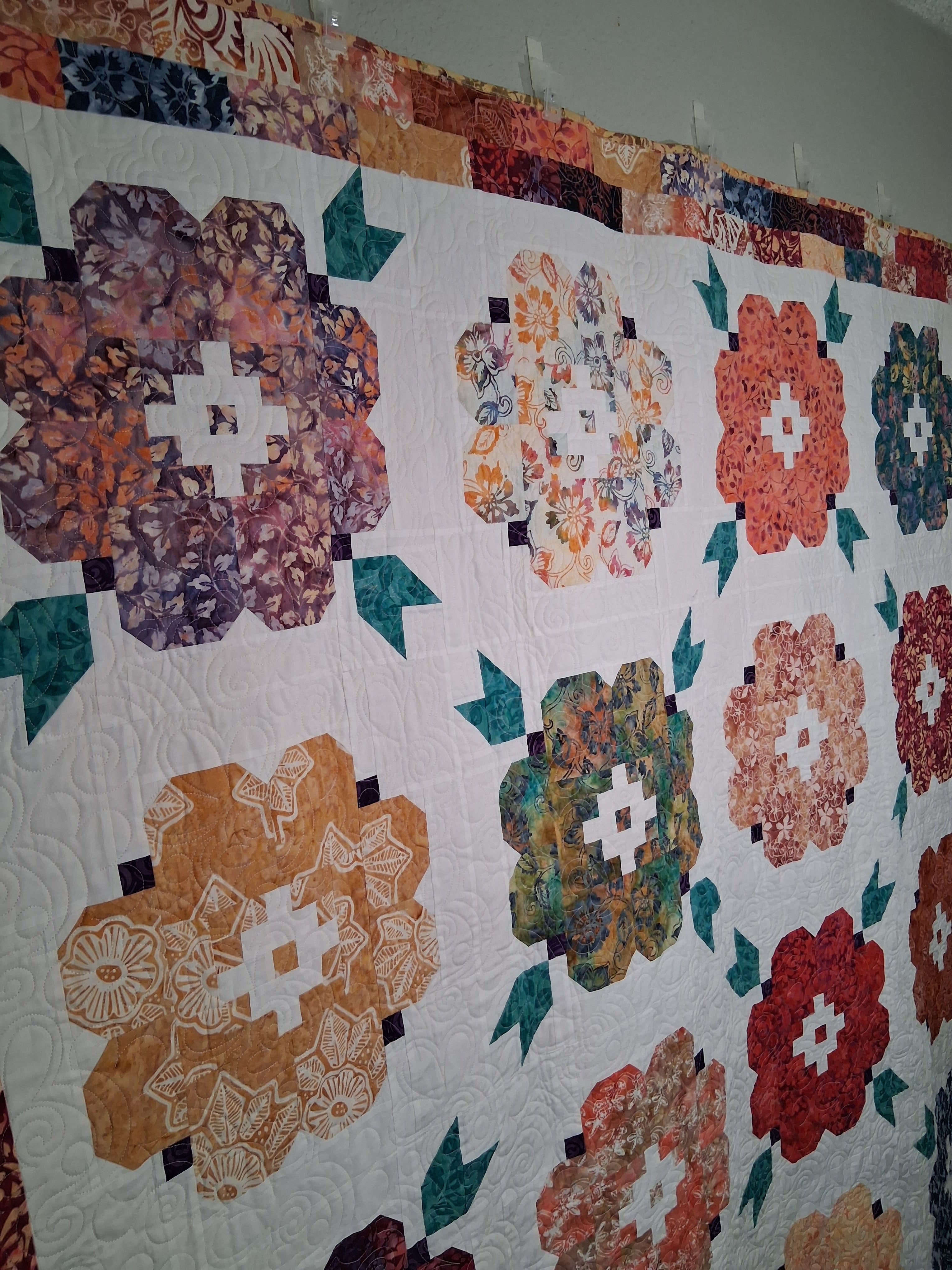 Vintage Blooms Quilt – Handmade 100% Cotton Batik Fabric (80" x 80")